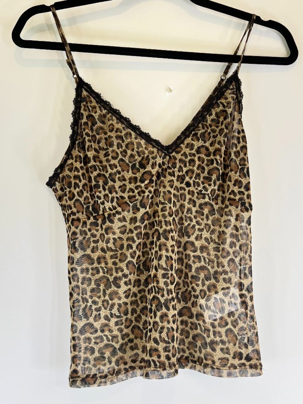 Pins and Needles Leopard Print Mesh Lace Cami Top Size M Y2K Sexy Going out top